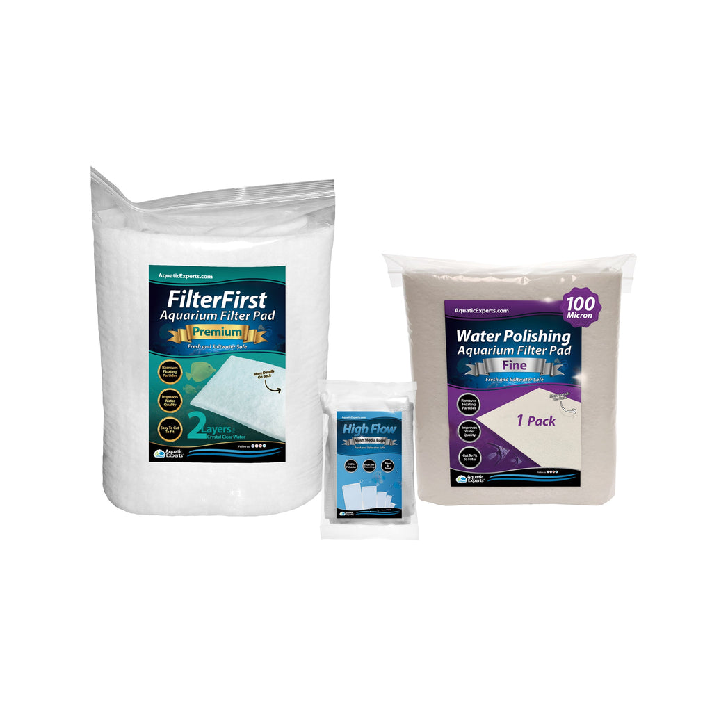 4 Pack High Flow Mesh Bag 3"x4" + FilterFirst 12"x72" + Polishing Pad 100 Micron Bundle Mesh Media Bags Aquatic Experts 