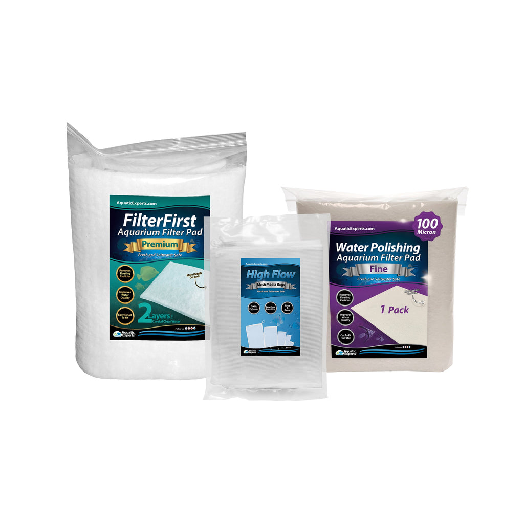 3 Pack High Flow Mesh Bag 8"x12" + FilterFirst 12"x72" + Polishing Pad 100 Micron Bundle Mesh Media Bags Aquatic Experts 