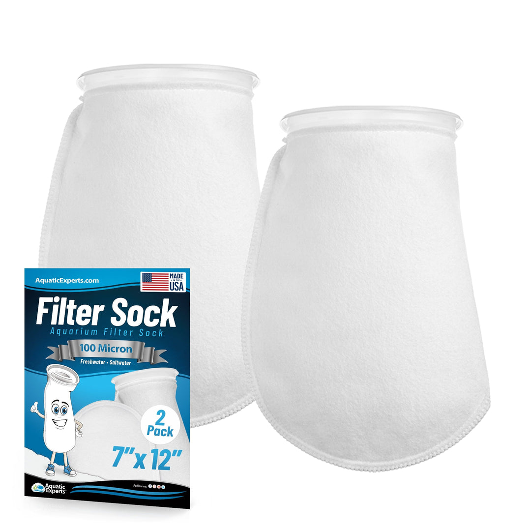 Aquarium Felt Filter Socks - 7 inch Ring, Threaded Seams, 100 Micron, Custom Made, Made in the USA Aquatic Experts 12" 2 Pack 