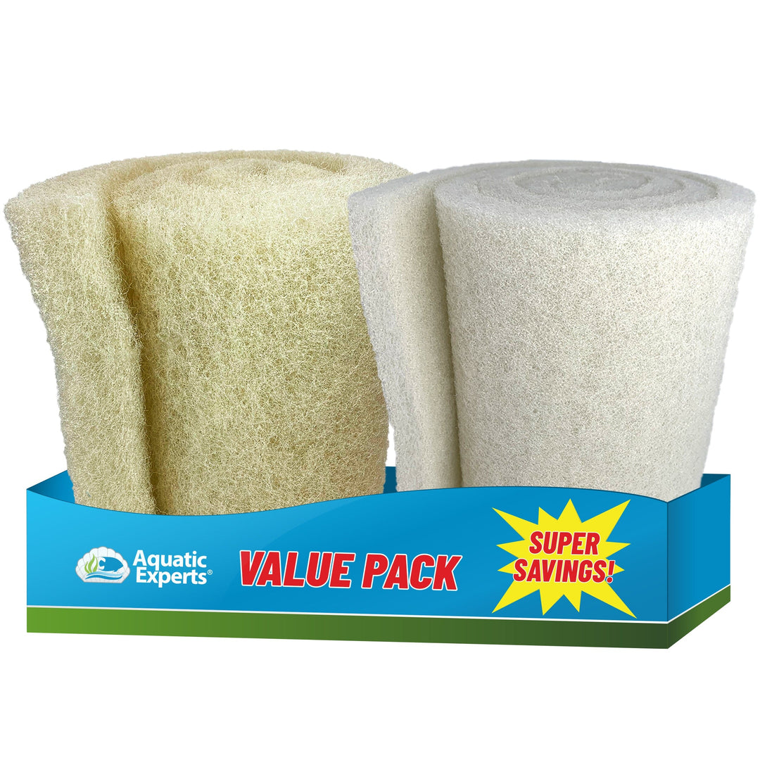 Classic Koi Pond Filter Pad FINE - White Bulk Roll Filter Media, Ultra-Durable for Fish Ponds - Made in USA Aquatic Experts Value Pack 12" Cream & White 