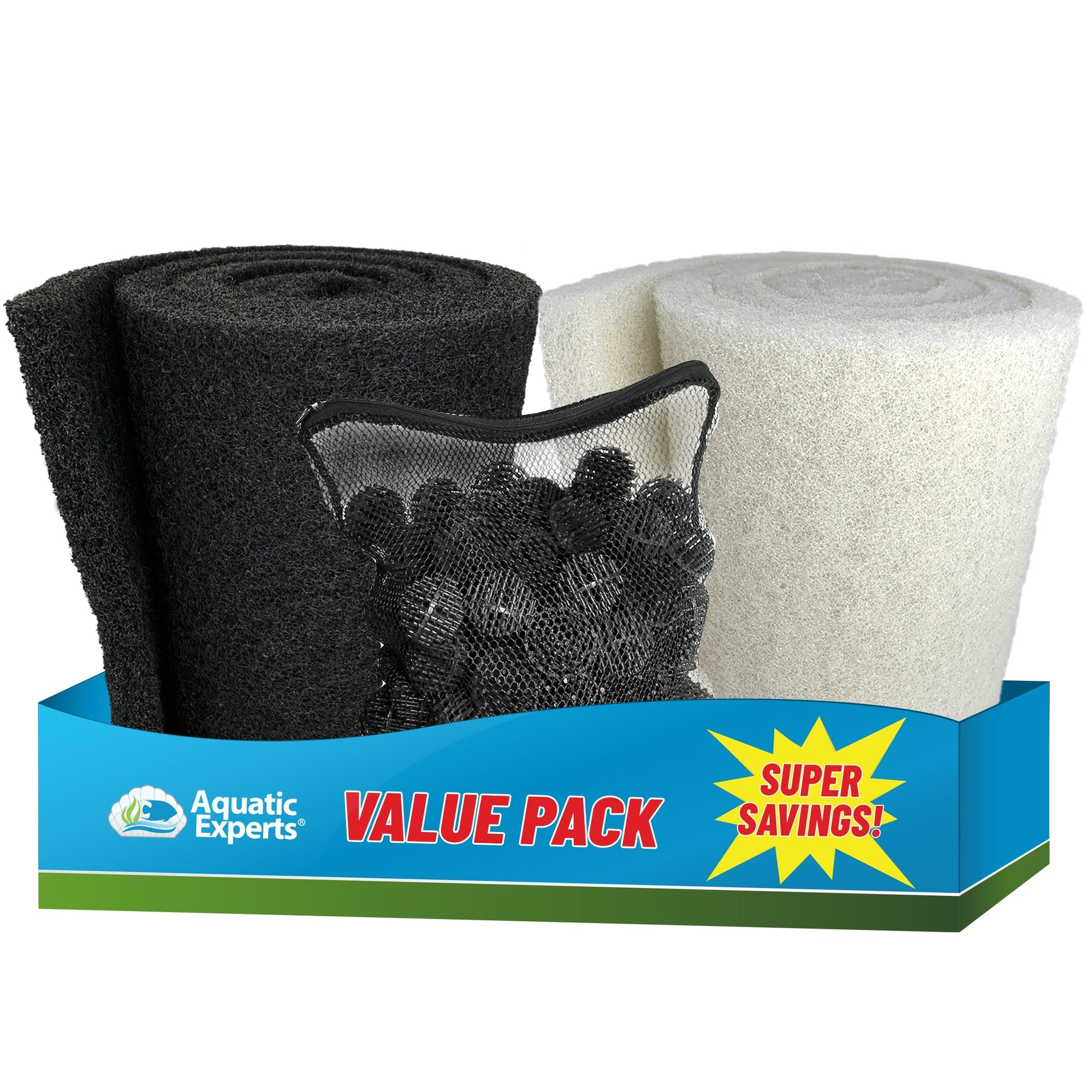 Pond Bundle - BioBall 100 Count with Mesh Bag + Black Coarse 12"x72" + White Fine 12"x72" Bundle Bundles Aquatic Experts 