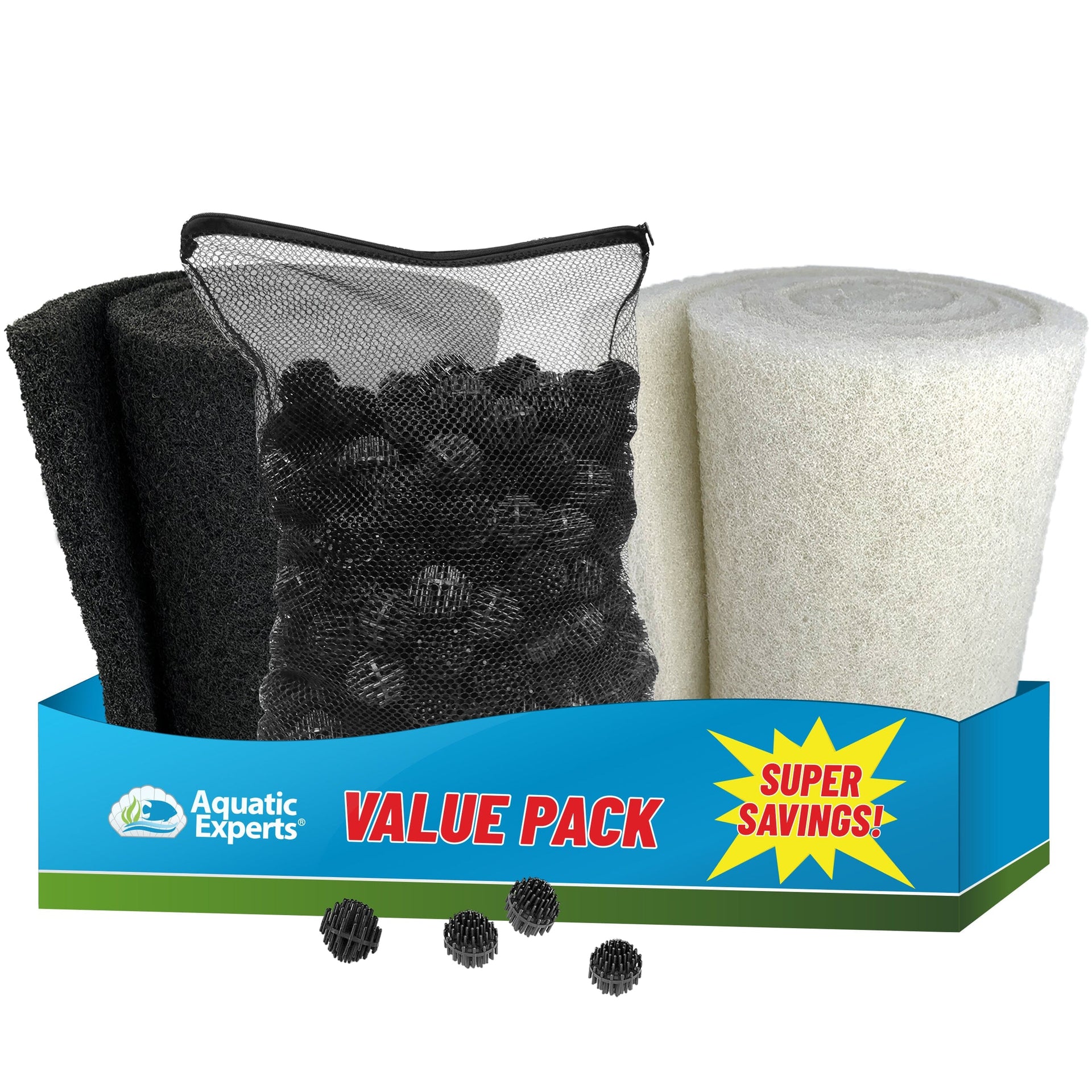 Bio Balls Filter Media - 1.5 Inch Large Bio Ball for Pond Filter - Perfect Bio Balls for Pond Filter Media – Made in The USA Bio balls Aquatic Experts Value Pack - 12" Pond Filter Bundle 