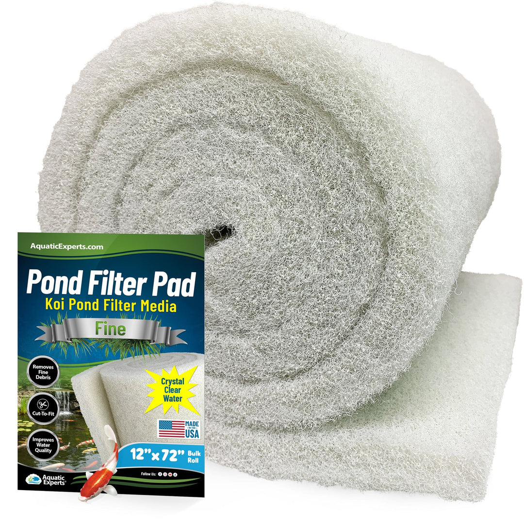 Classic Koi Pond Filter Pad FINE - White Bulk Roll Filter Media, Ultra-Durable for Fish Ponds - Made in USA Aquatic Experts 3/4 - 1 inch 12" x 72" 