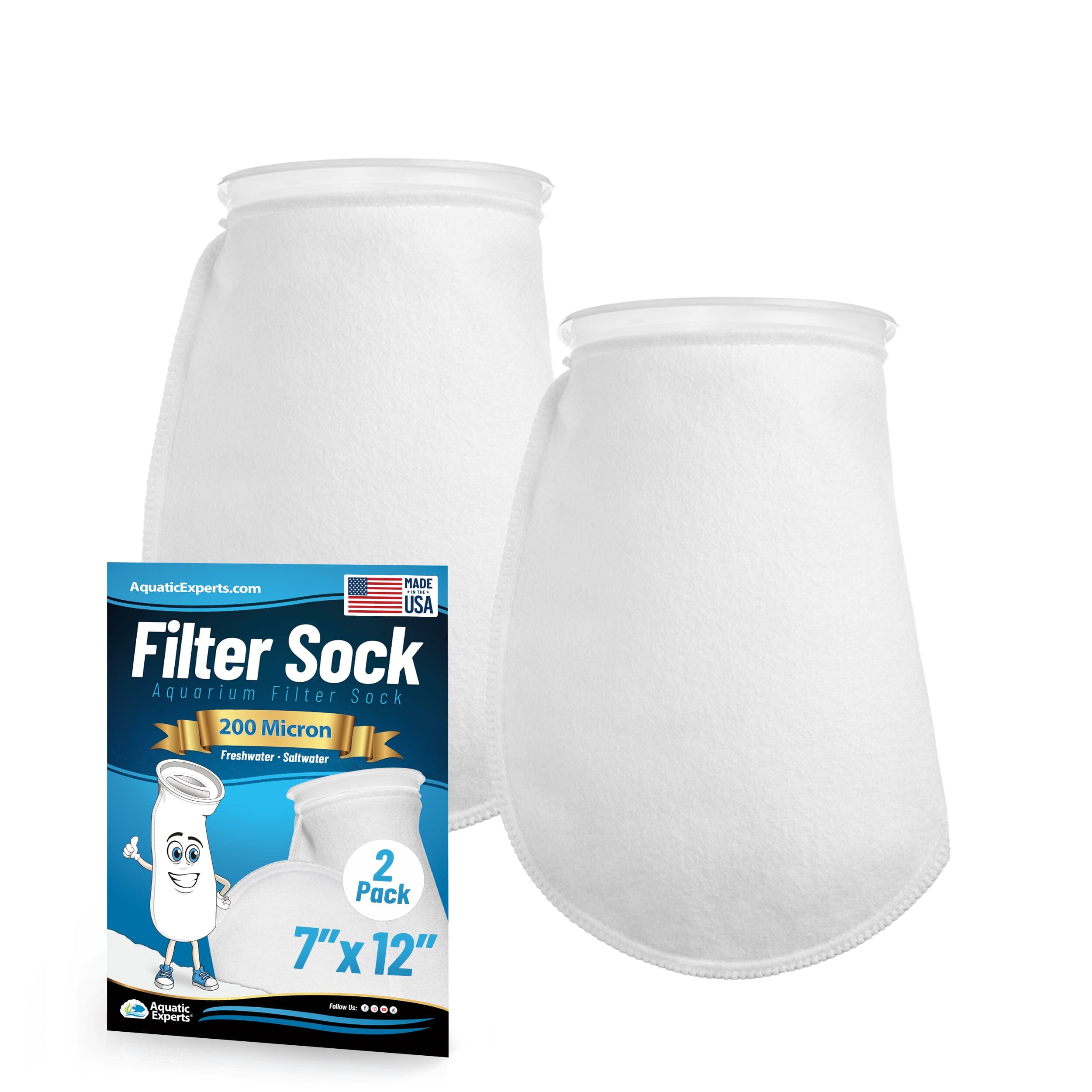 Crystal Water Filter Socks 2 Pack 2.75 Inch 225 Micron Filter Socks - Fits Waterbox, Eshopps & Fiji Cube Aquariums Pool Filter Socks For Pool Skimmer