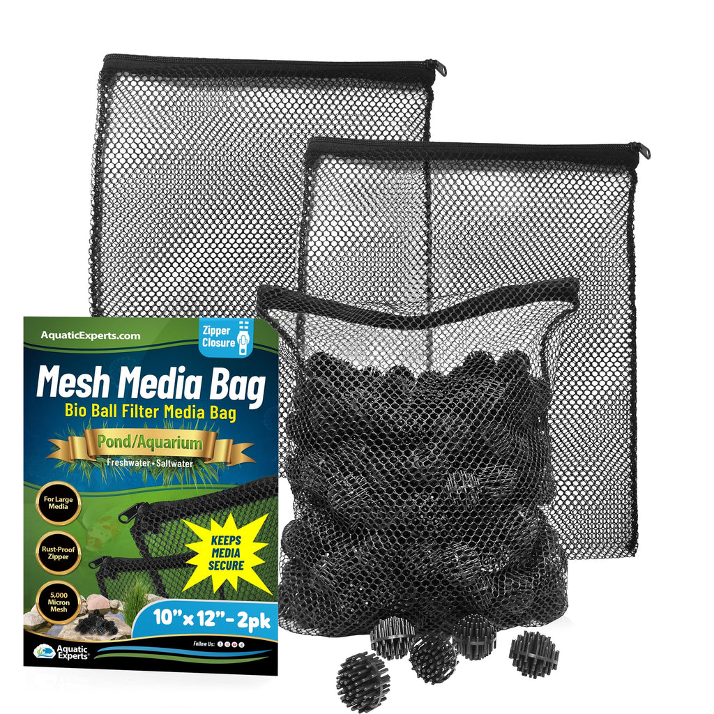 Mesh Bags for Bio Ball Filter Media - Ideal for Aquarium & Pond Filtration - Made in USA Mesh Media Bags Aquatic Experts 10" x 12" 2 Pack 