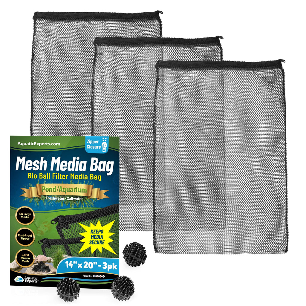 Mesh Bags for Bio Ball Filter Media - Ideal for Aquarium & Pond Filtration - Made in USA Mesh Media Bags Aquatic Experts 14" x 20" 3 Pack 