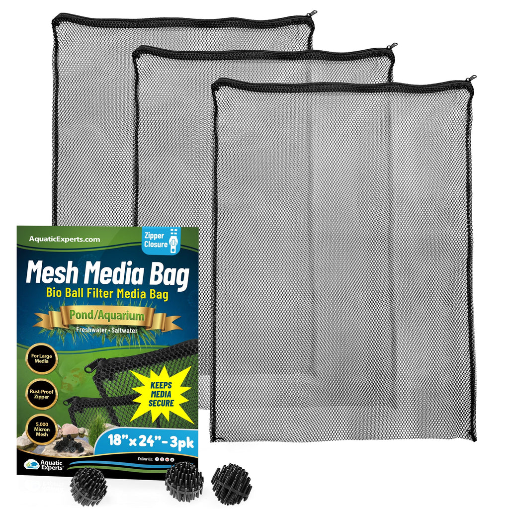 Mesh Bags for Bio Ball Filter Media - Ideal for Aquarium & Pond Filtration - Made in USA Mesh Media Bags Aquatic Experts 18" x 24" 3 Pack 
