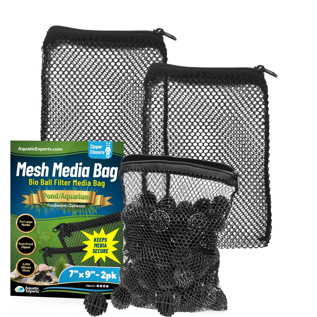 Mesh Bags for Bio Ball Filter Media - Ideal for Aquarium & Pond Filtration - Made in USA Mesh Media Bags Aquatic Experts 7" x 9" 2 Pack 