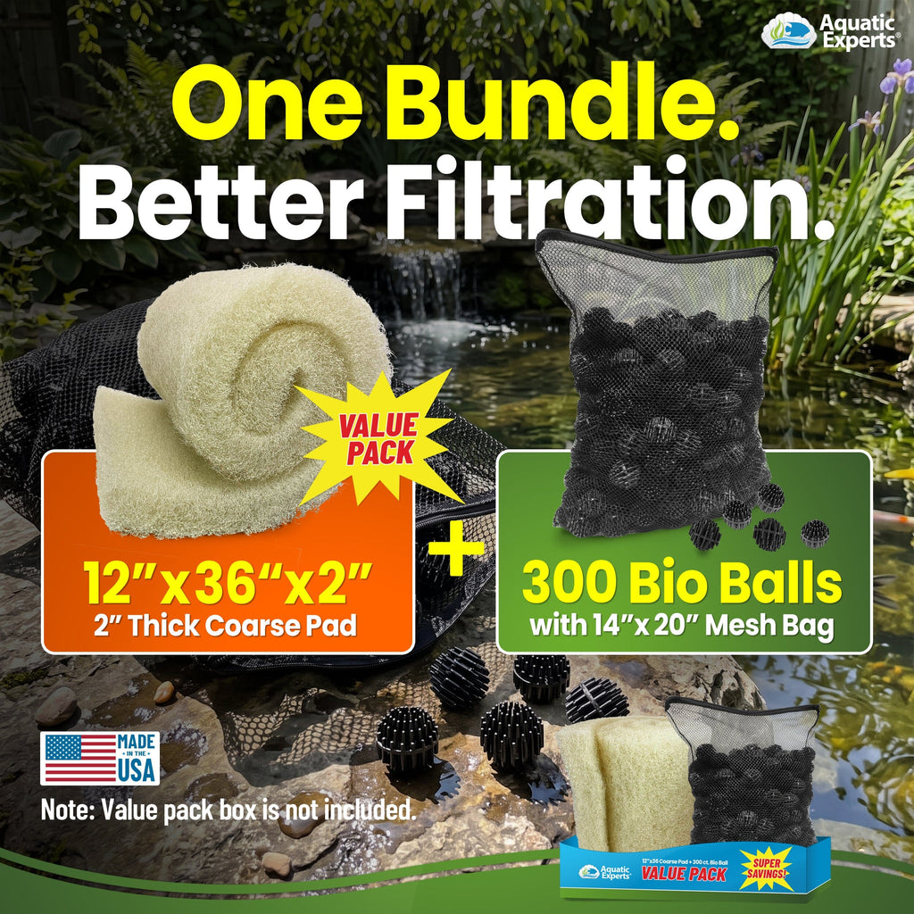 Complete Pond Filter Kit, Bio Balls + Coarse Filter Pad | Aquatic Experts Aquatic Experts 