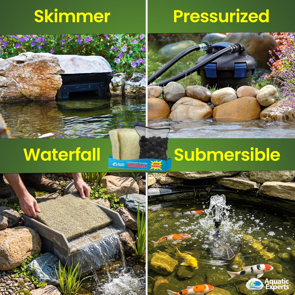 Complete Pond Filter Kit, Bio Balls + Coarse Filter Pad | Aquatic Experts Aquatic Experts 