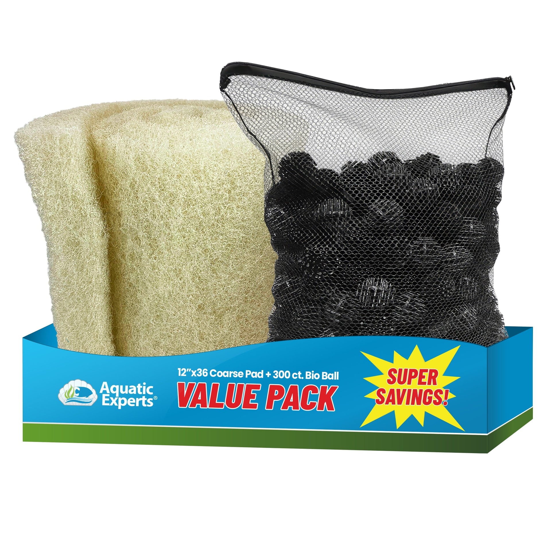 Complete Pond Filter Kit, Bio Balls + Coarse Filter Pad | Aquatic Experts Aquatic Experts 