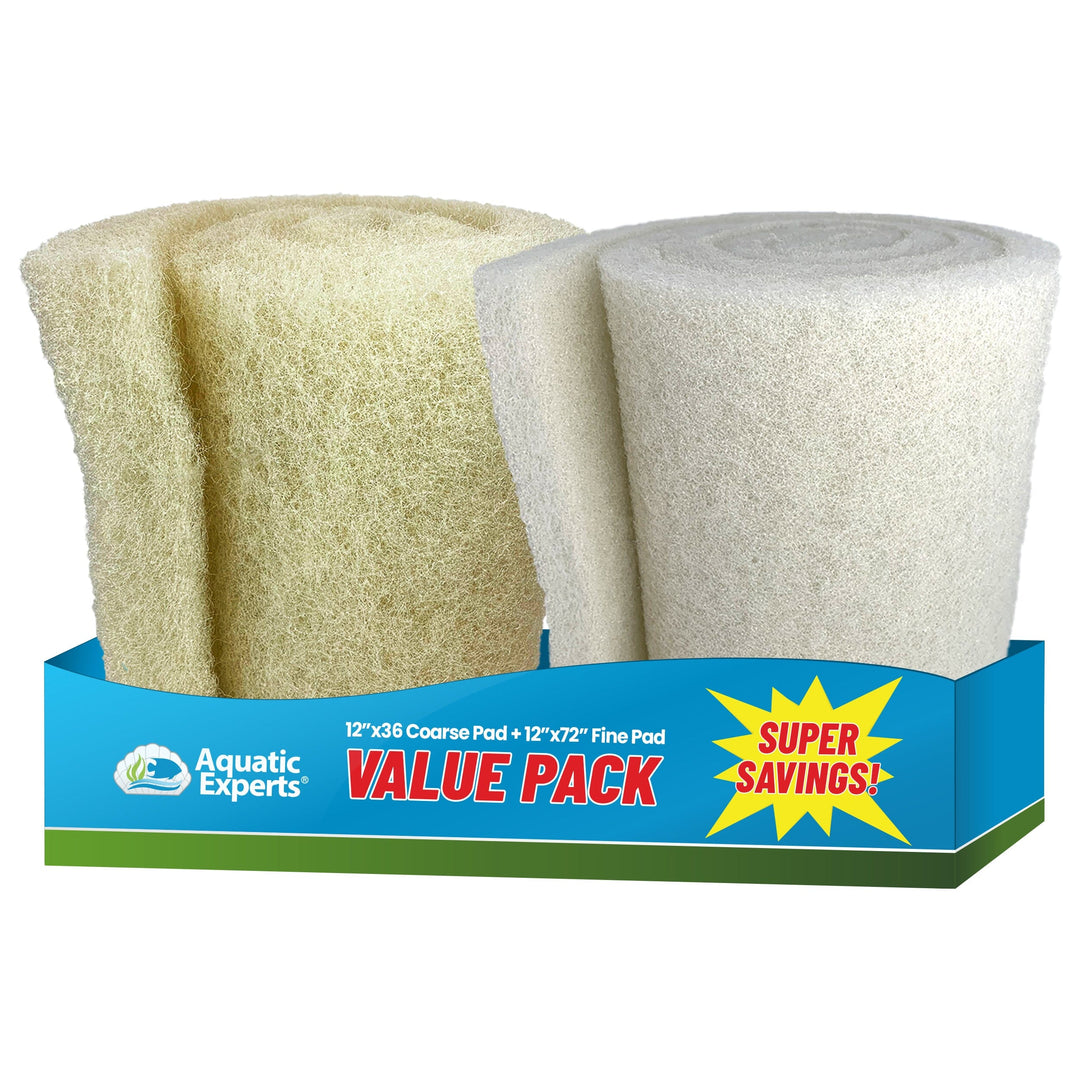 Cream Pond Filter Pad 12" x 36" + White Pond Filter Pad 12" x 72"