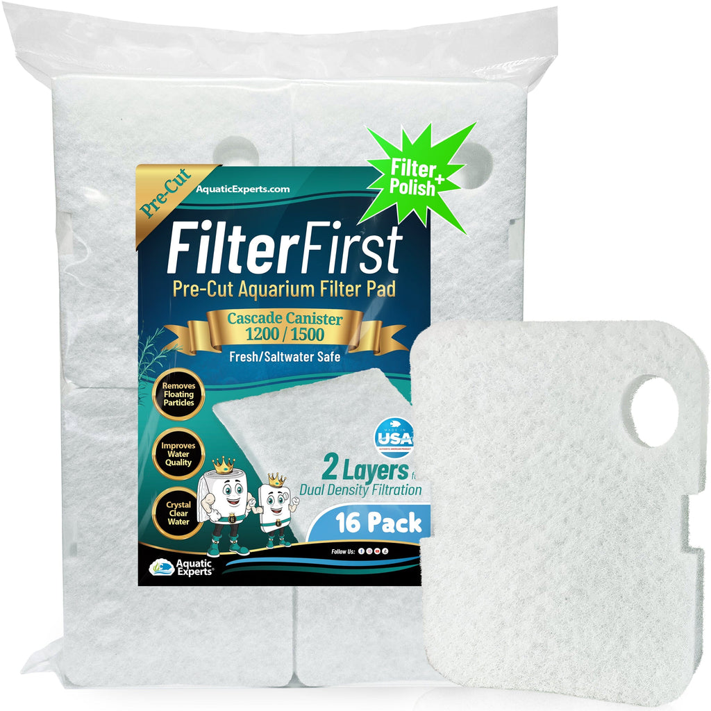 Aquarium Filter Pad – FilterFirst Aquarium Filter Media Roll for Crystal Clear Water Aquatic Experts Pre-Cuts Cascade 1200/1500 Compatible - 16 pack 