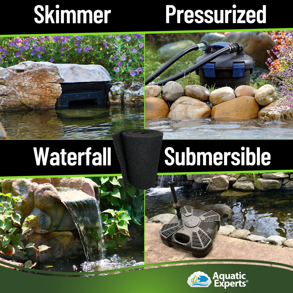 Classic Koi Pond Filter Pad COARSE – Black Bulk Roll Pond Filter Media, Rigid Ultra-Durable Latex Coated Fish Pond Filter Material US Aquatic Experts 