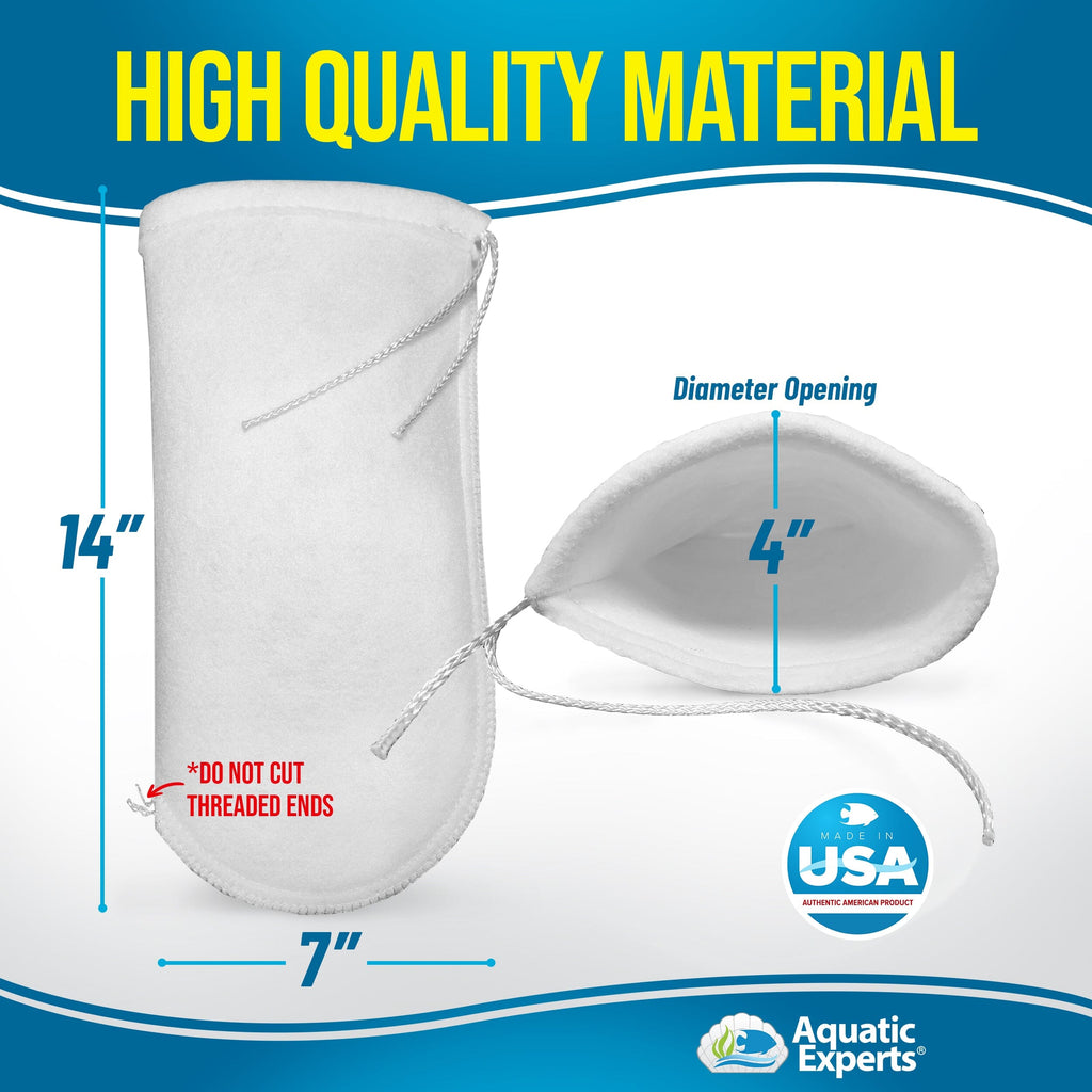 Aquarium Felt Filter Socks with Drawstrings - 200 Micron, Custom Made, Made in the USA Aquatic Experts 
