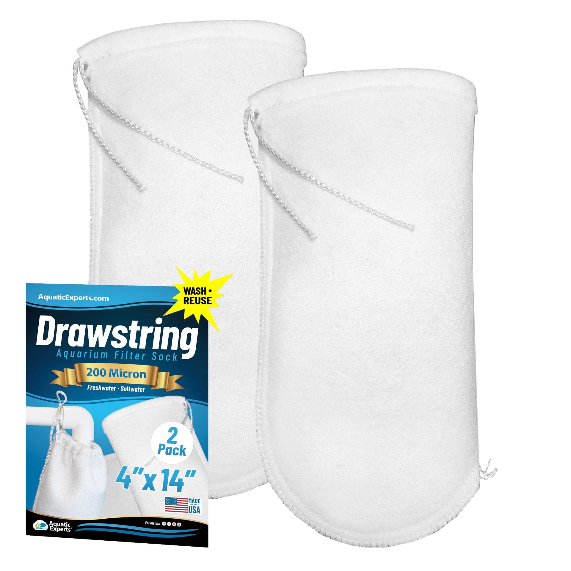 Aquarium Filter Sock – 200 Micron Drawstring for Saltwater & Reef | Aquatic Experts Aquatic Experts 