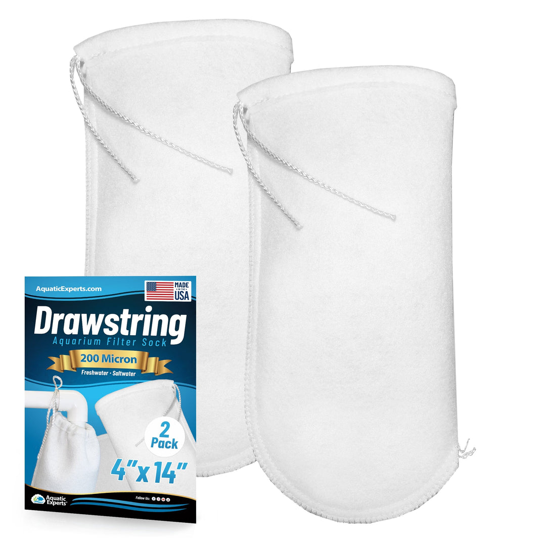 Aquarium Felt Filter Socks with Drawstrings - 200 Micron, Custom Made, Made in the USA Aquatic Experts 4" Opening 14" 2 packs