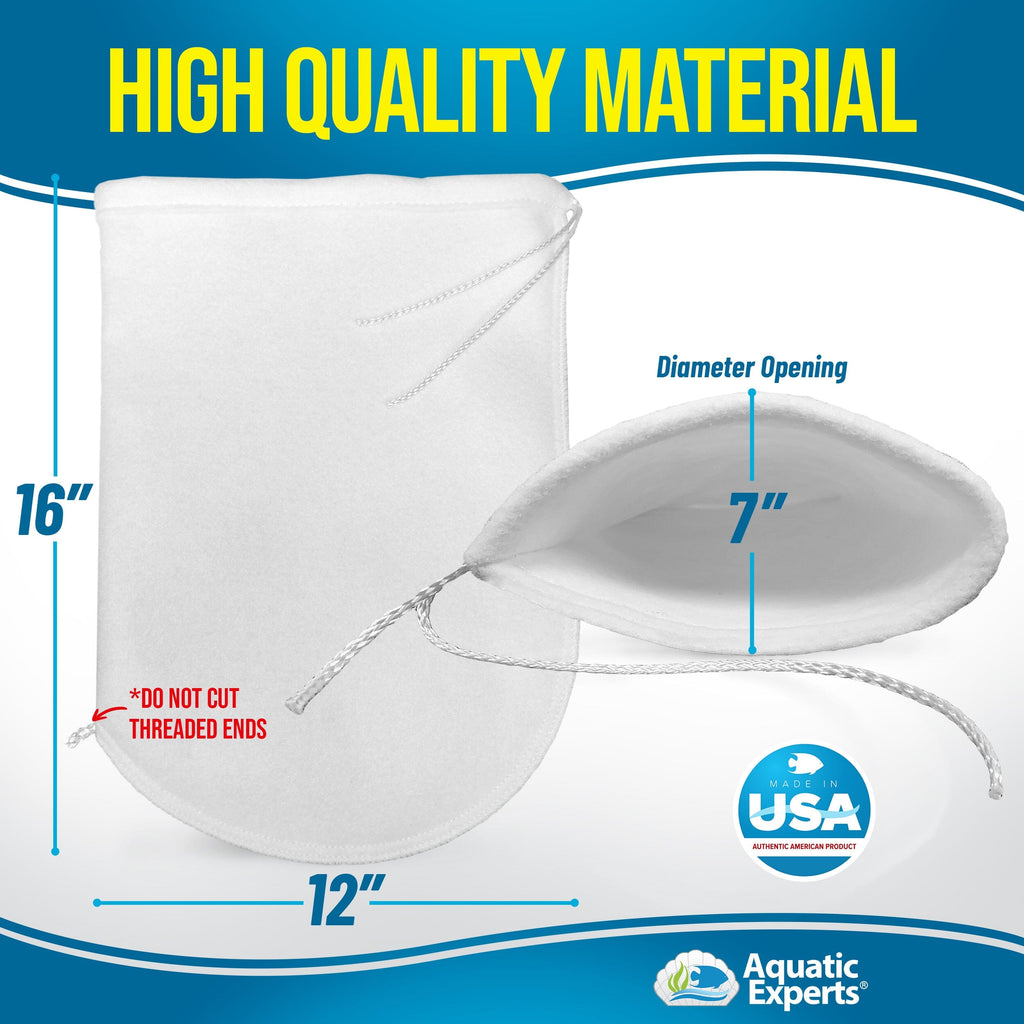 Aquarium Felt Filter Socks with Drawstrings - 200 Micron, Custom Made, Made in the USA Aquatic Experts 