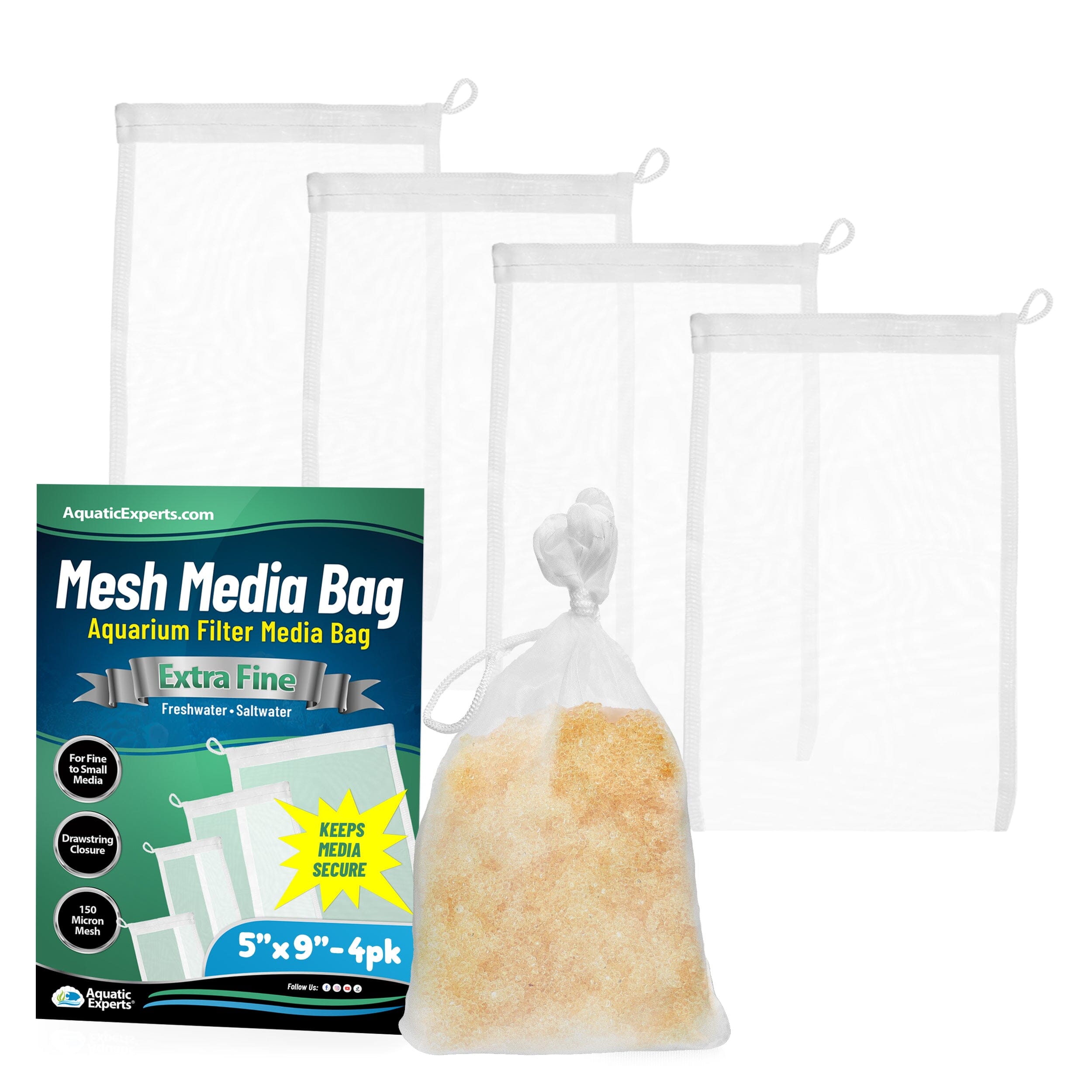 Boxtech Aquarium Filter Bags – 4 Pack, Soft Polyester, Fits Gravel Cleaners, Easy To Clean