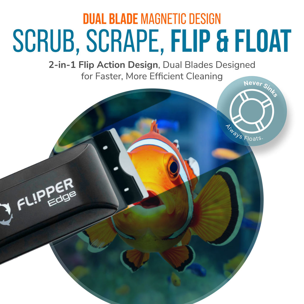 Flipper Edge 2 in 1 Floating Magnetic Aquarium Algae Cleaner (Standard) Aquarium Cleaning Supplies Flipper Aquarium Products 
