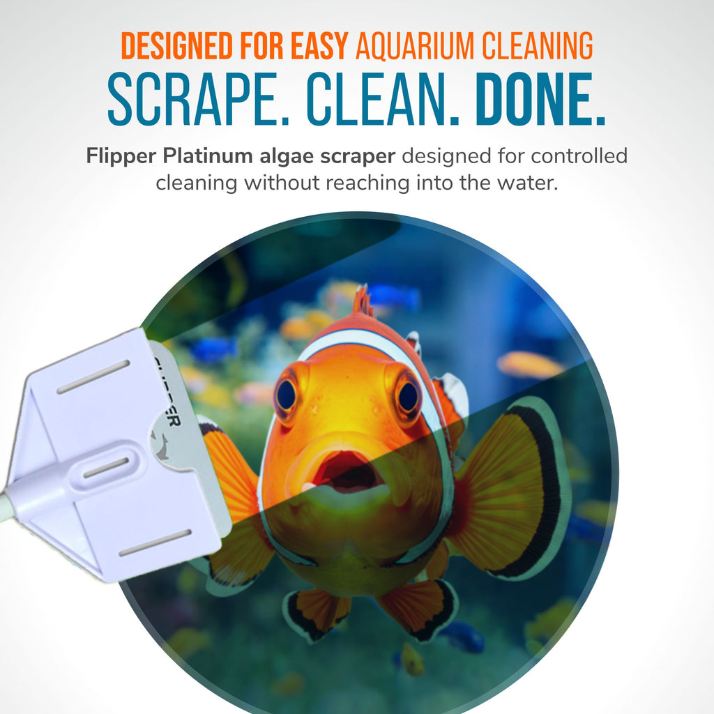 Flipper Platinum Aquarium Algae Scraper - 28" Hand Held Scraper Flipper Aquarium Products 