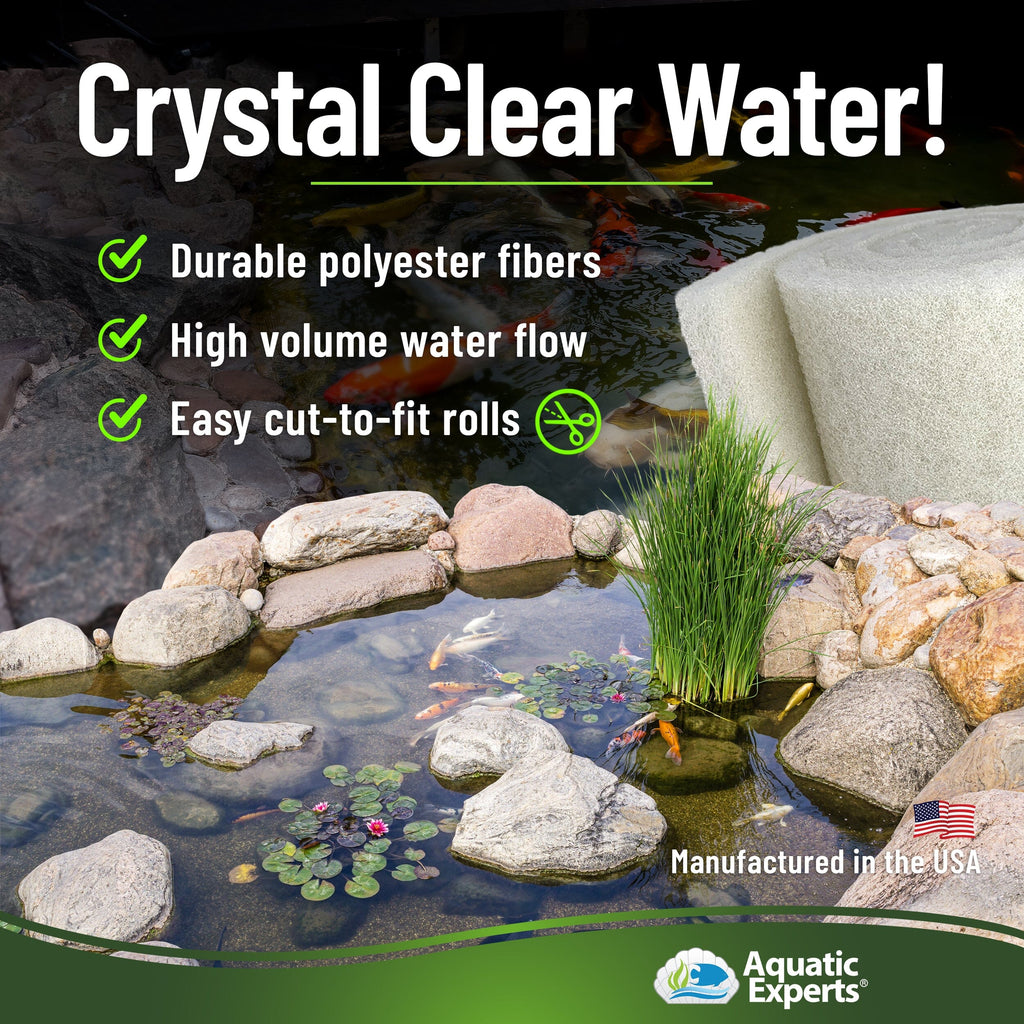 Classic Koi Pond Filter Pad FINE - White Bulk Roll Pond Filter Media, Ultra-Durable Fish Pond Filter Material USA Aquatic Experts 