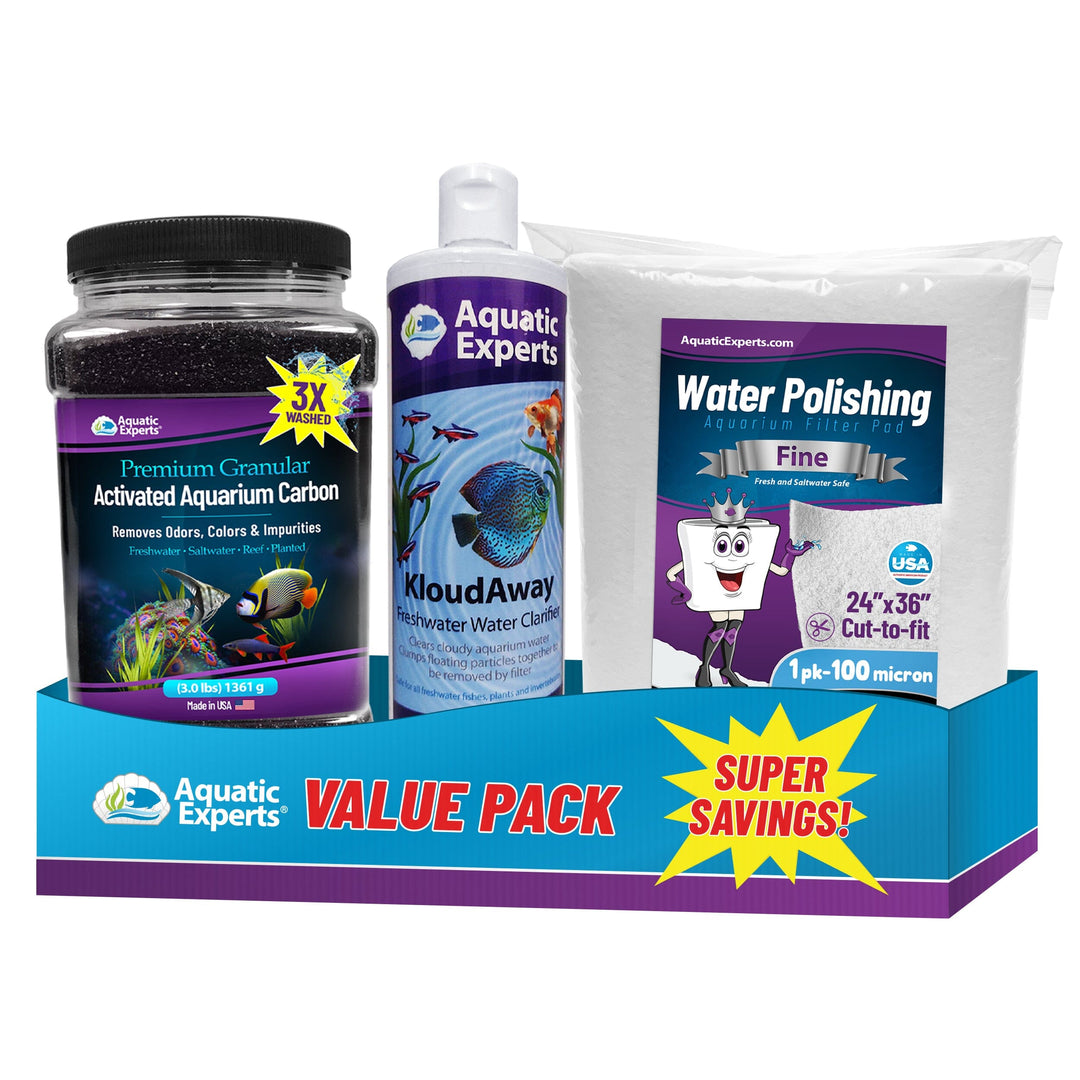 KloudAway Bundle - KloudAway 500ml & Water Polishing Pad 24" x 36" 100 Micron - 1 pack & Carbon 3.0 Lb Aquatic Experts 
