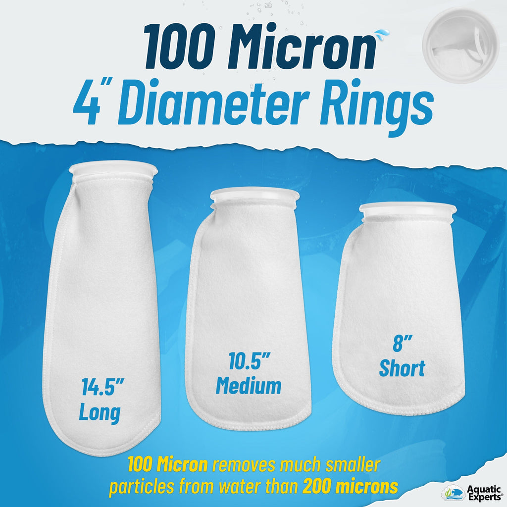 Aquarium Felt Filter Socks - 4 inch Ring, Threaded Seams, 100 Micron, Custom Made, Made in the USA Aquatic Experts 