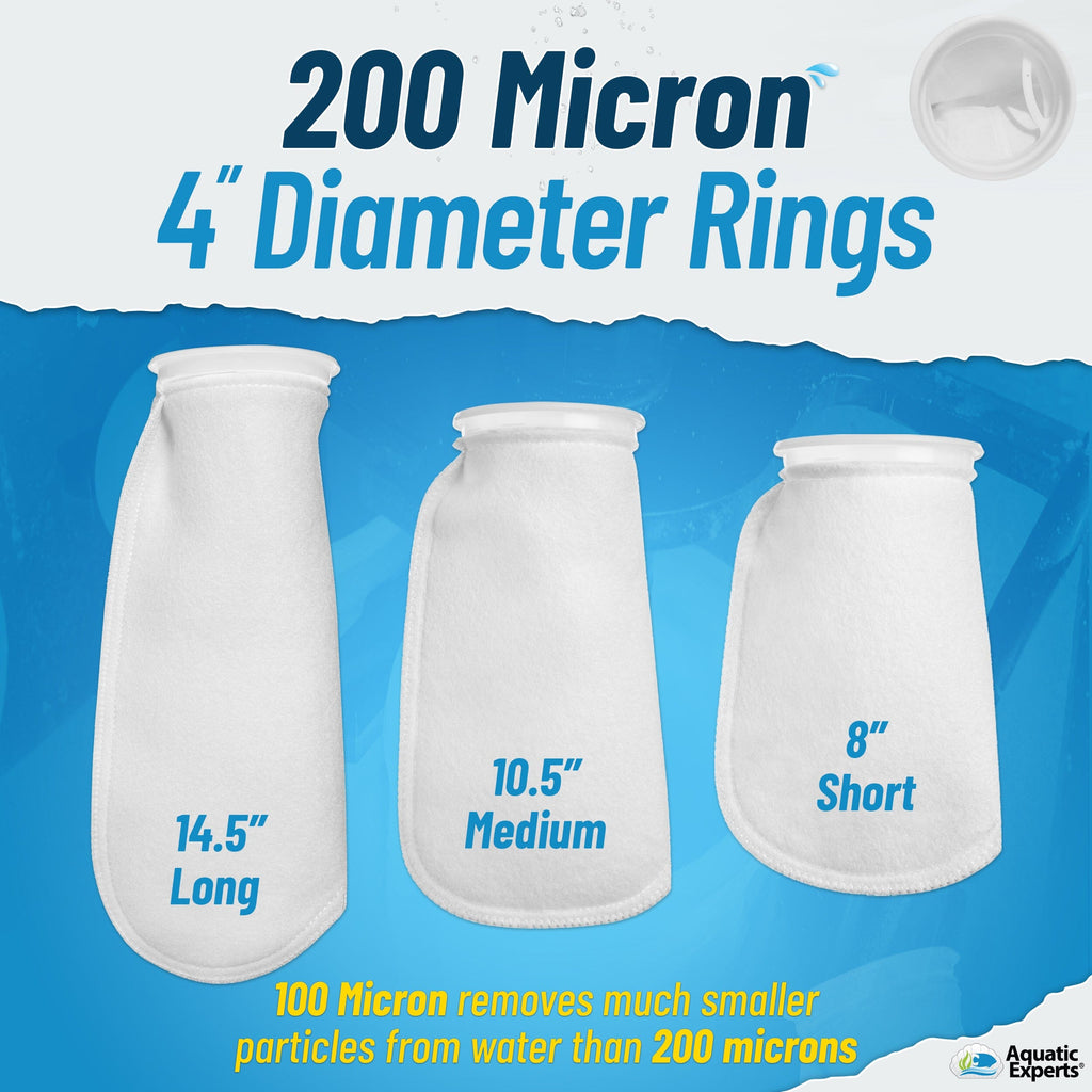 Aquarium Felt Filter Socks - 4 inch Ring, Threaded Seams, 200 Micron, Custom Made, Made in the USA Aquatic Experts 