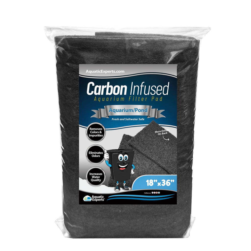Aquarium Carbon Pad - Activated Carbon Filter Pad - Cut to Fit Carbon Infused Filter Pad for Crystal Clear Fish Tank and Ponds - Carbon Filter Pads for Aquarium Filter Pad Aquatic Experts 18" x 36" 