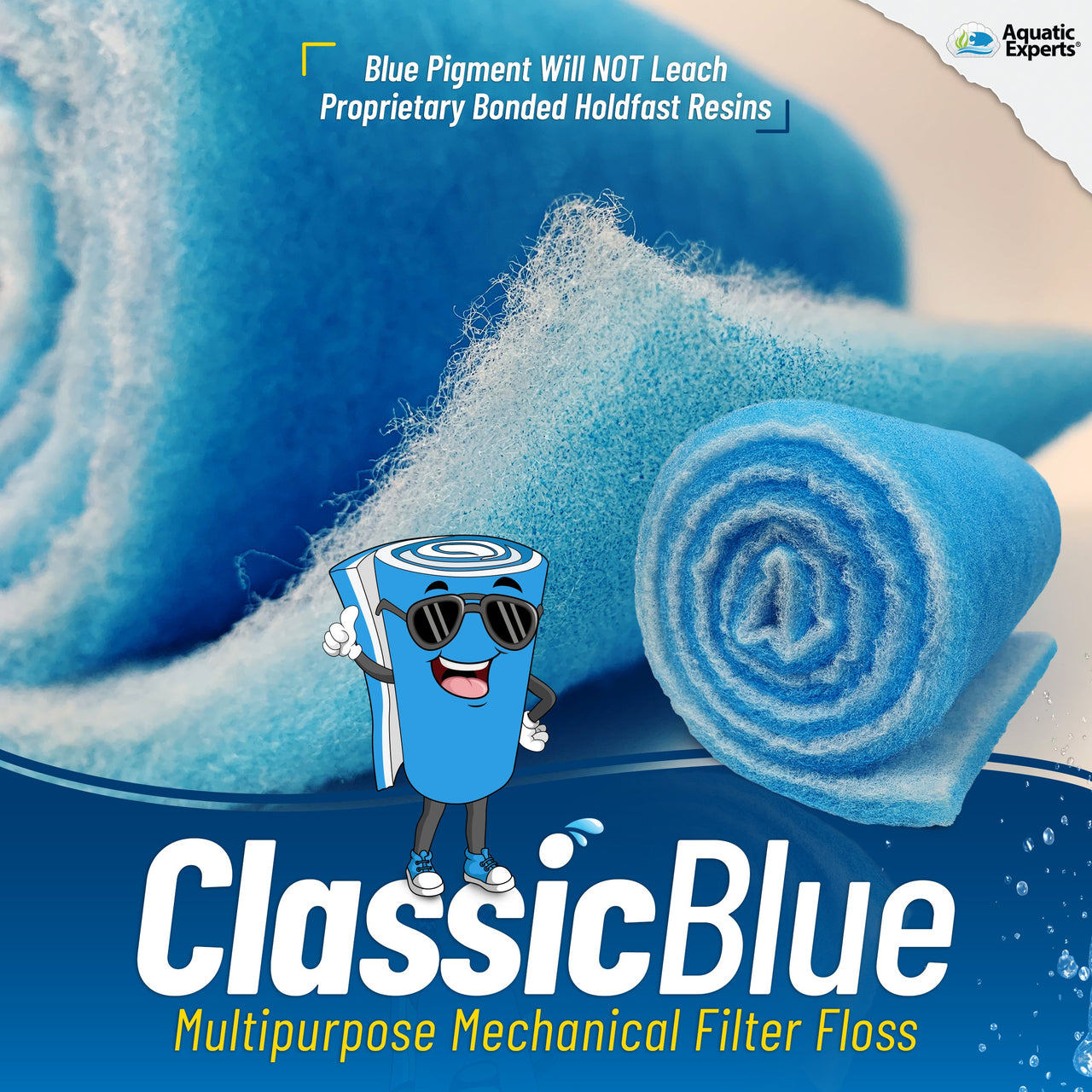 ClassicBlue Bonded Aquarium Filter Media Roll - 12" X 72" X .75" Filter Pad Aquatic Experts 