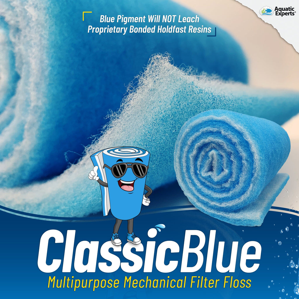 Classic Bonded Aquarium Filter Pad - Blue and White Aquarium Filter Media Roll Bulk Can Be Cut to Fit Most Filters, Made in USA Aquatic Experts 