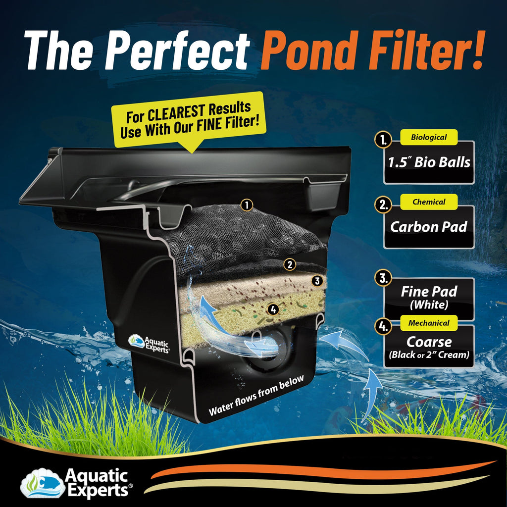 Cream COARSE Pond Filter Pad - 2 inch Thick - Bulk Roll Water Garden Filter Pond Media - Made in USA Aquatic Experts 