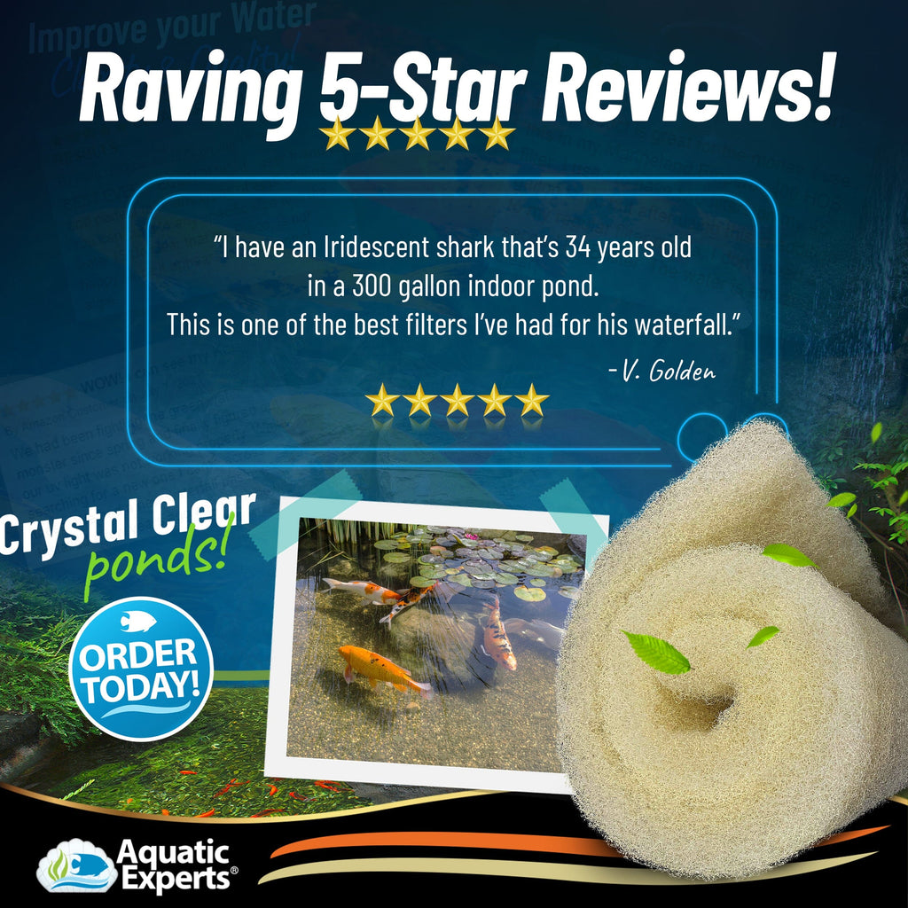 Cream COARSE Pond Filter Pad - 2 inch Thick - Bulk Roll Water Garden Filter Pond Media - Made in USA Aquatic Experts 