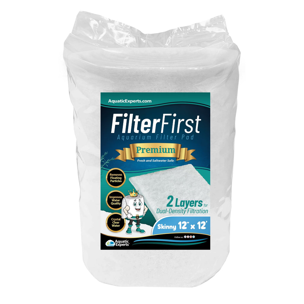 Aquarium Filter Pad – FilterFirst Aquarium Filter Media Roll for Crystal Clear Water - Aquarium Filter Floss for Fish Tank Filters Aquatic Experts 0.5" 12" x 12' 