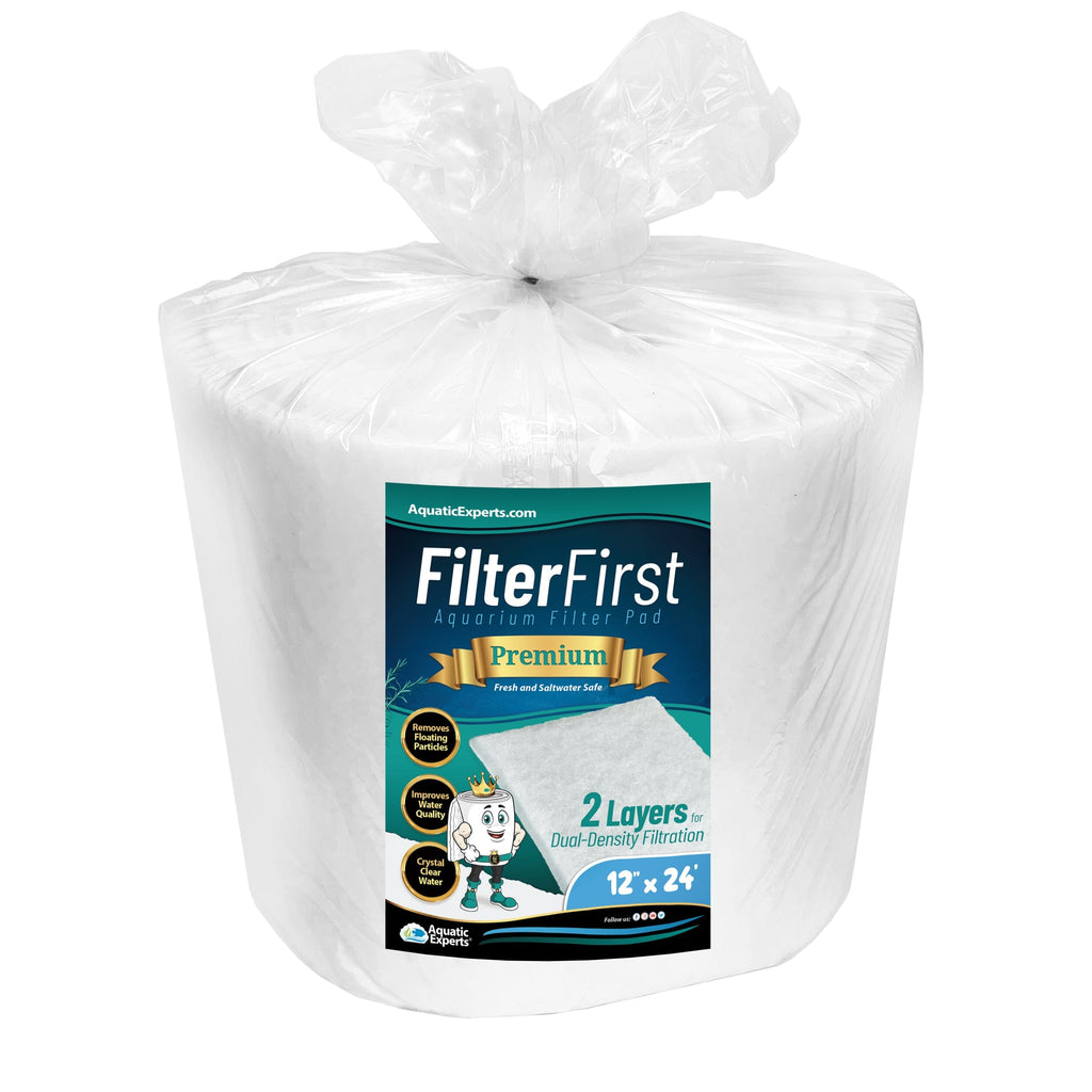 Aquarium Filter Pad – FilterFirst Aquarium Filter Media Roll for Crystal Clear Water - Aquarium Filter Floss for Fish Tank Filters Aquatic Experts 1" 12" x 24' 