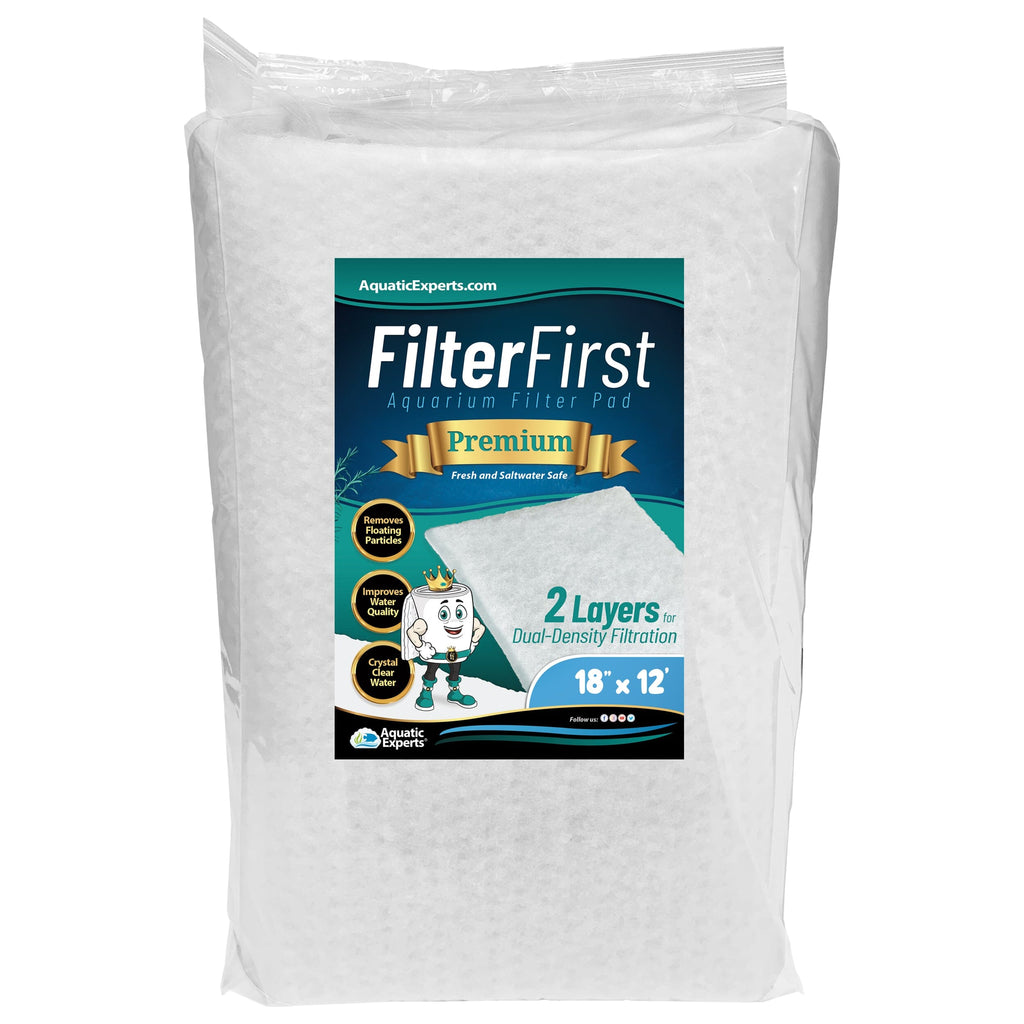 Aquarium Filter Pad – FilterFirst Aquarium Filter Media Roll for Crystal Clear Water - Aquarium Filter Floss for Fish Tank Filters Aquatic Experts 1" 18" x 12' 