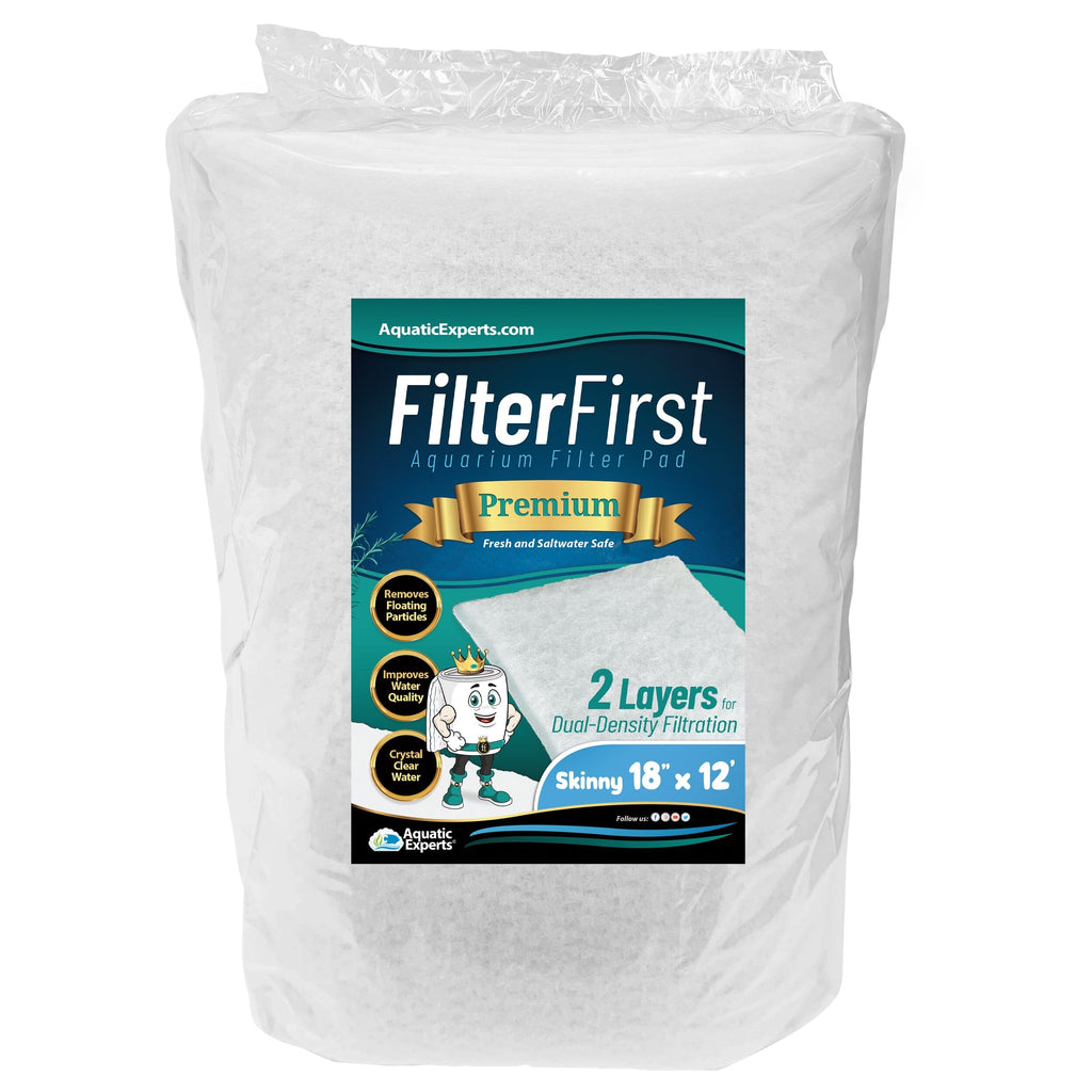 Aquarium Filter Pad – FilterFirst Aquarium Filter Media Roll for Crystal Clear Water - Aquarium Filter Floss for Fish Tank Filters Aquatic Experts 0.5" 18" x 12' 