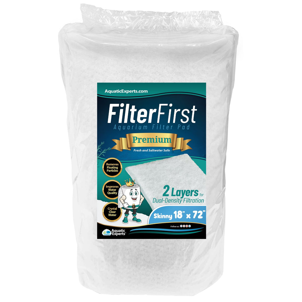 Aquarium Filter Pad – FilterFirst Aquarium Filter Media Roll for Crystal Clear Water - Aquarium Filter Floss for Fish Tank Filters Aquatic Experts 0.5" 18" x 72" 