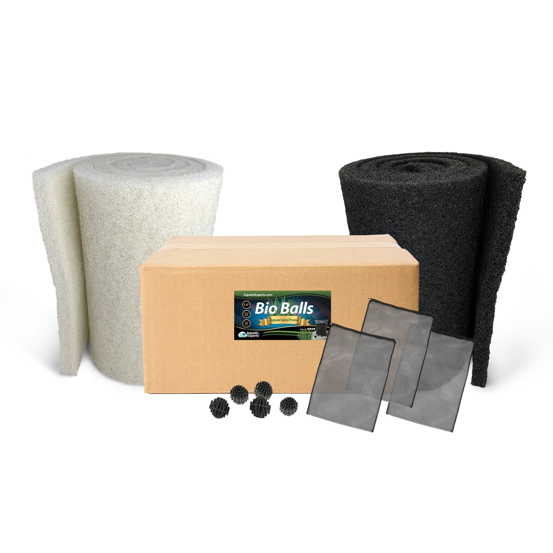 18 x 72 Coarse Filter Pad + 18 x 72 Fine Pond Filter Pad, + 900 Bio Balls Bundle Aquatic Experts 