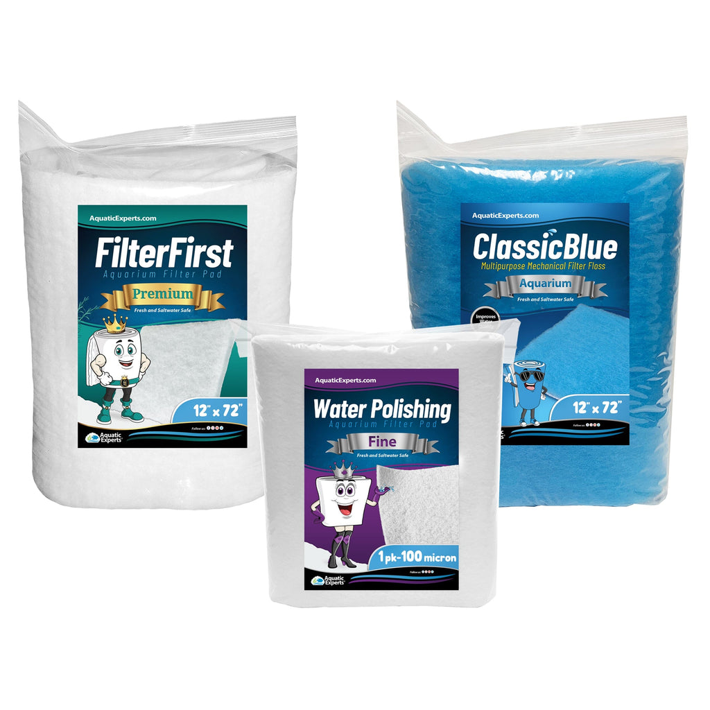 Aquarium Bundle - ClassicBlue 12"x72" + FilterFirst 12"x72" + Polishing Filter Pad 100 Micron - 1 pack